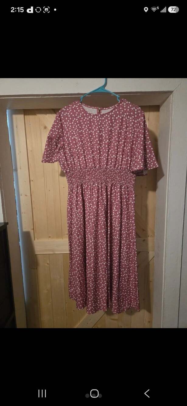 Unbranded Heart Print Smocked Waist Midi Dress